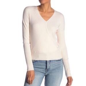 Elodie Light Cream Ribbed Wrap Sweater‎ size XL
